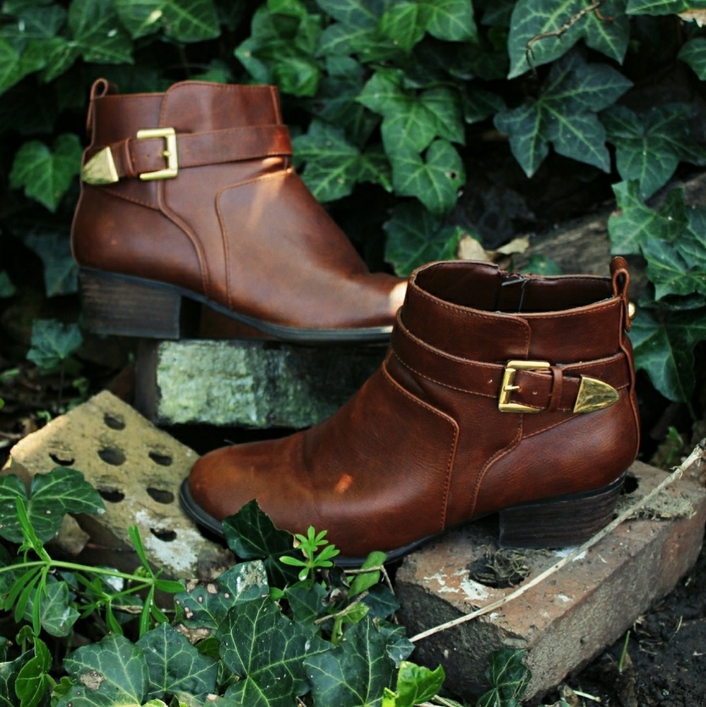 Perfect Brown Booties with Gold Detailing
